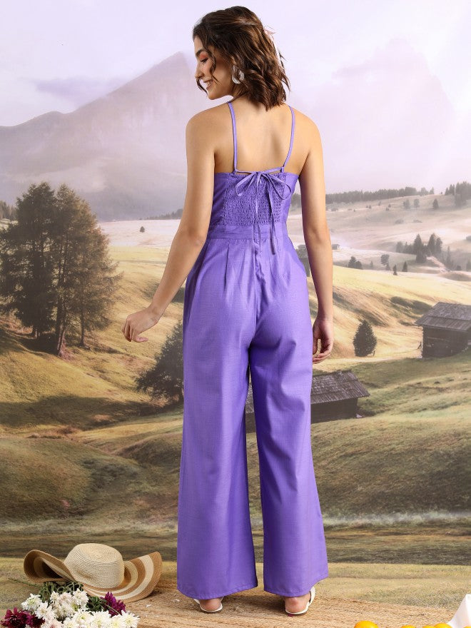 Tokyo Talkies Women Purple Solid Jumpsuit - Purple - Image 3