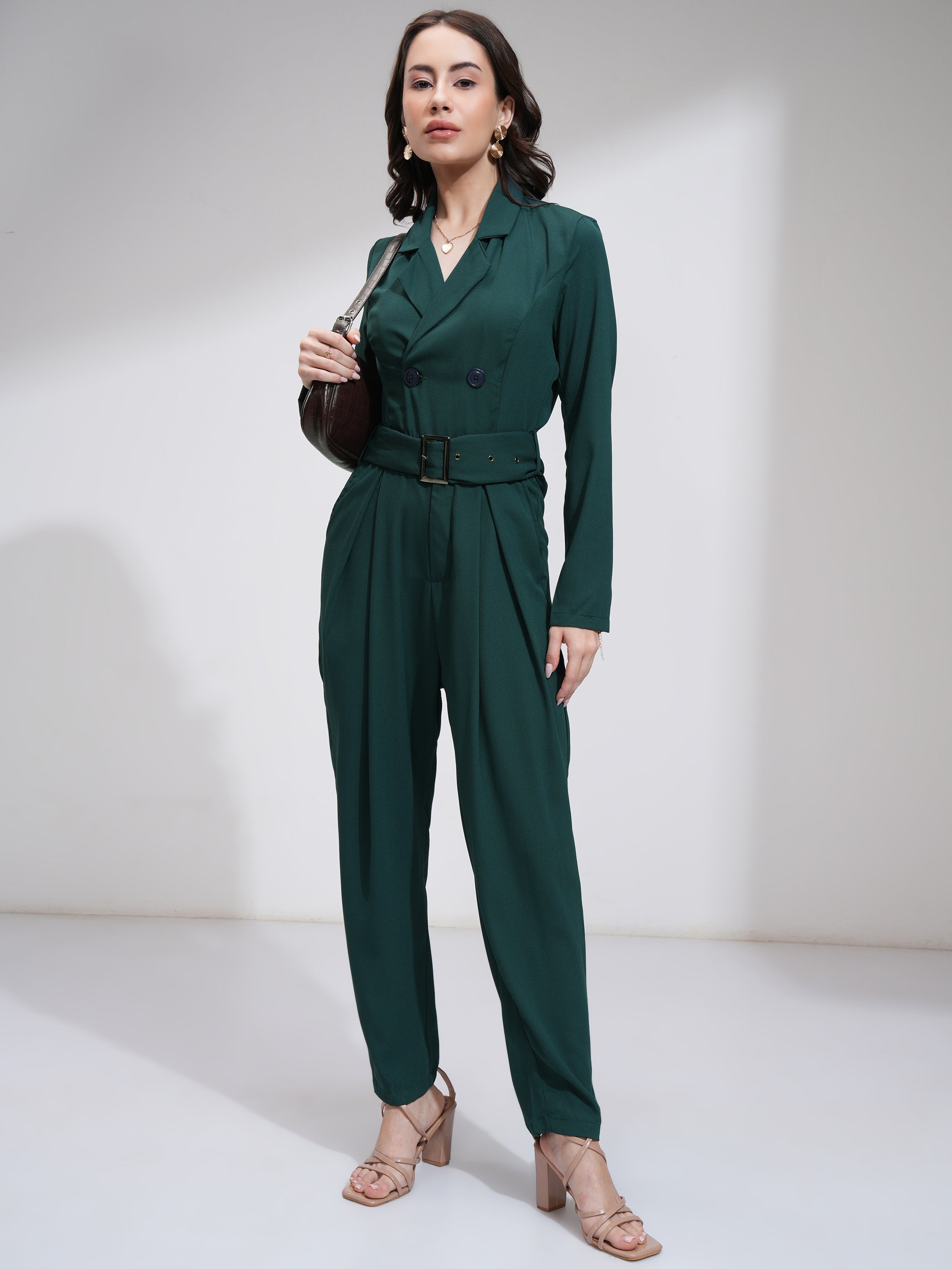 Tokyo Talkies Women Green Solid Jumpsuit - Green - Image 2