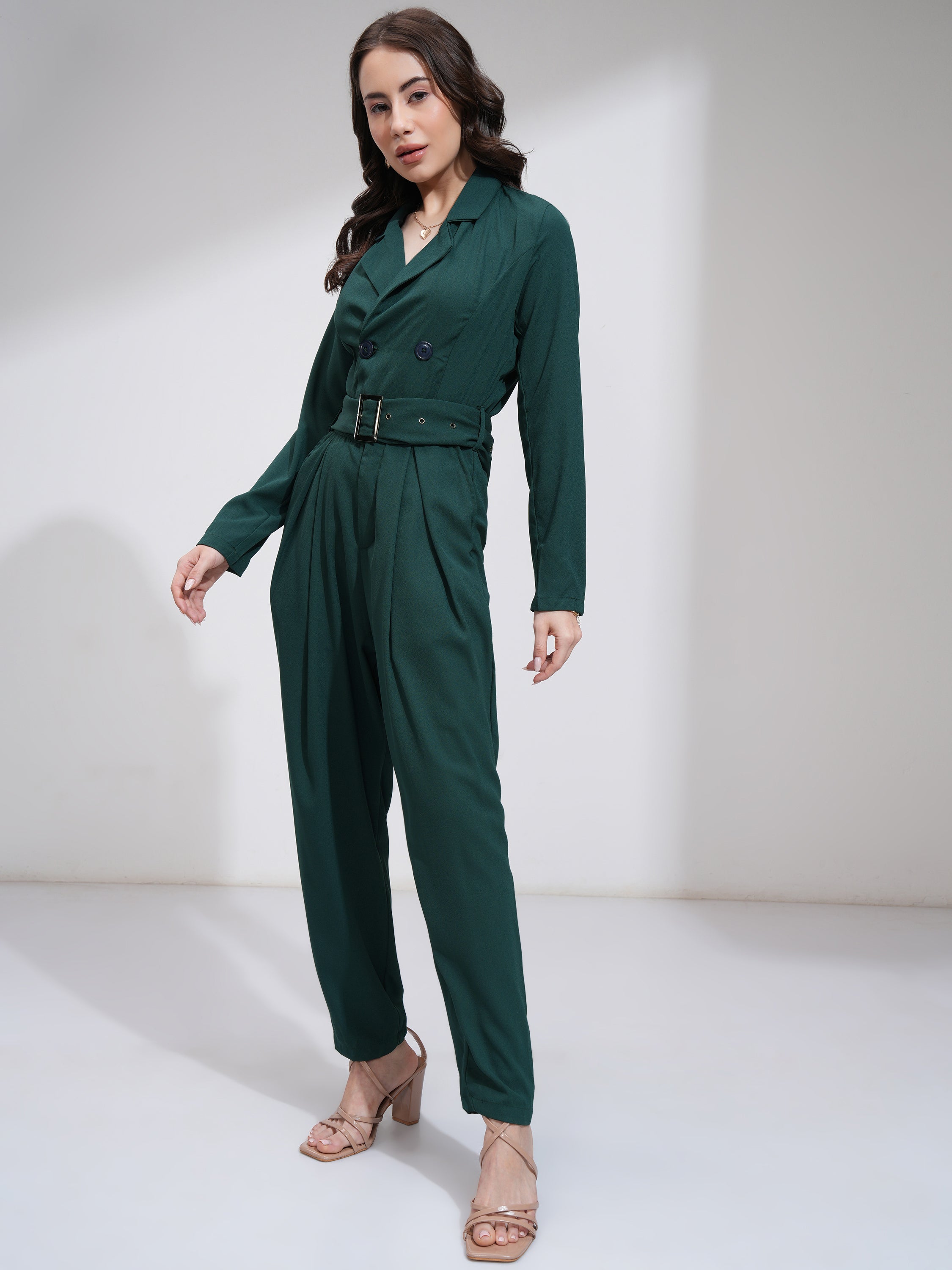 Tokyo Talkies Women Green Solid Jumpsuit - Green - Image 4