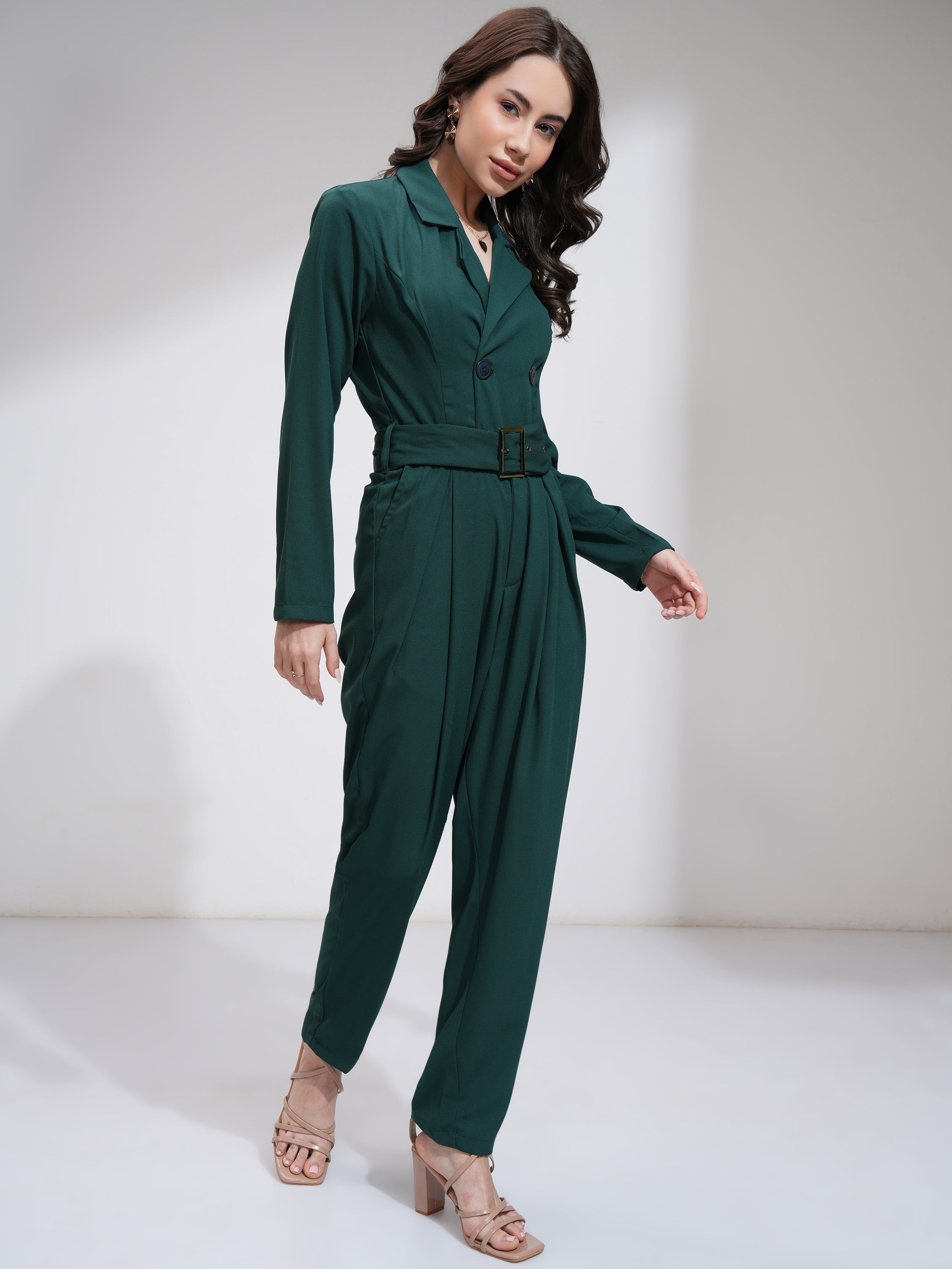 Tokyo Talkies Women Green Solid Jumpsuit - Green - Image 6