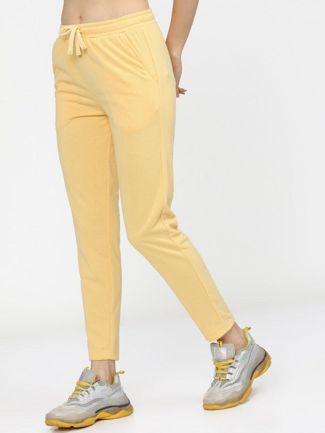 Tokyo Talkies Womens Yellow Knited Slim Fit Track Pant - Yellow - Image 2
