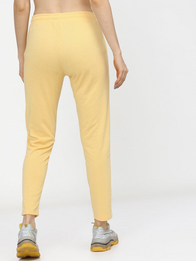 Tokyo Talkies Womens Yellow Knited Slim Fit Track Pant - Yellow - Image 3