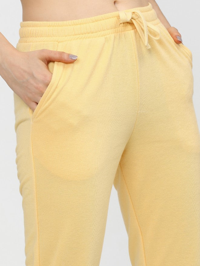 Tokyo Talkies Womens Yellow Knited Slim Fit Track Pant - Yellow - Image 4