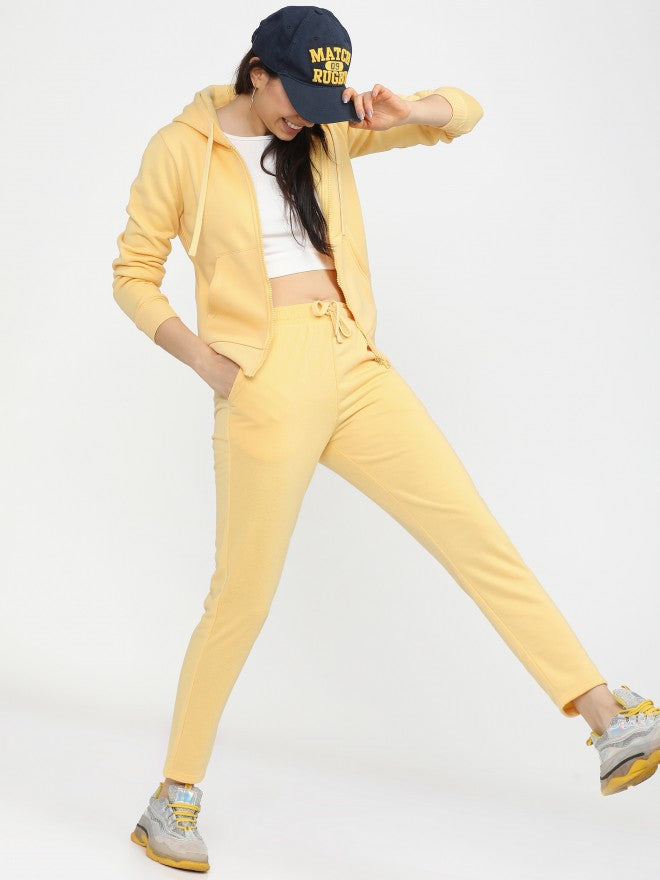 Tokyo Talkies Womens Yellow Knited Slim Fit Track Pant - Yellow - Image 5