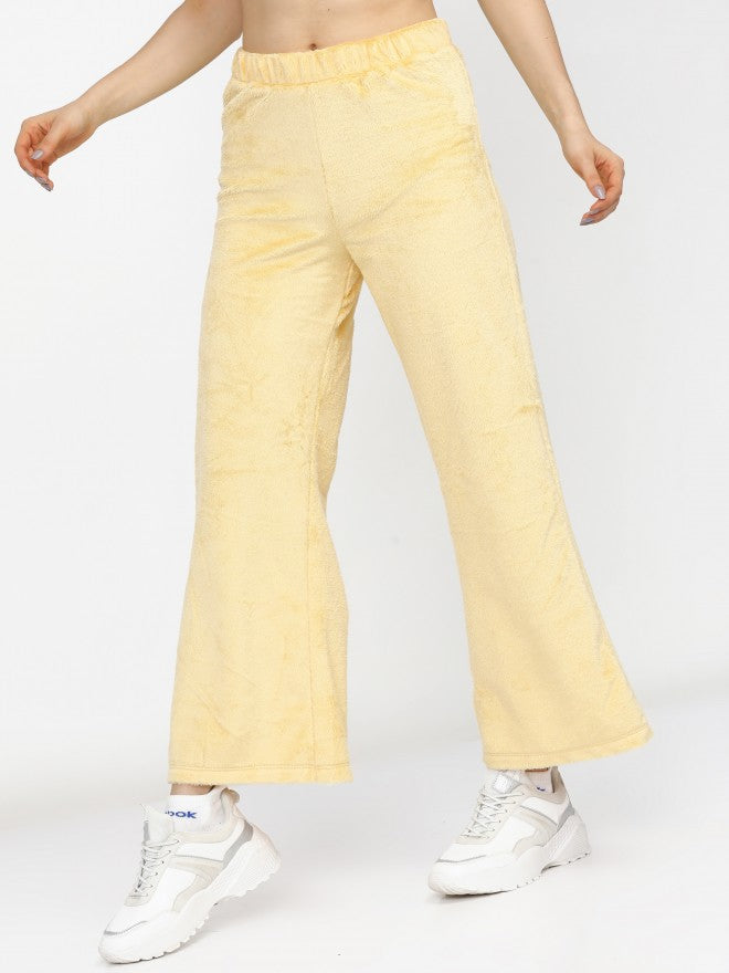Tokyo Talkies Womens Flared Yellow Track Pant - Yellow - Image 2
