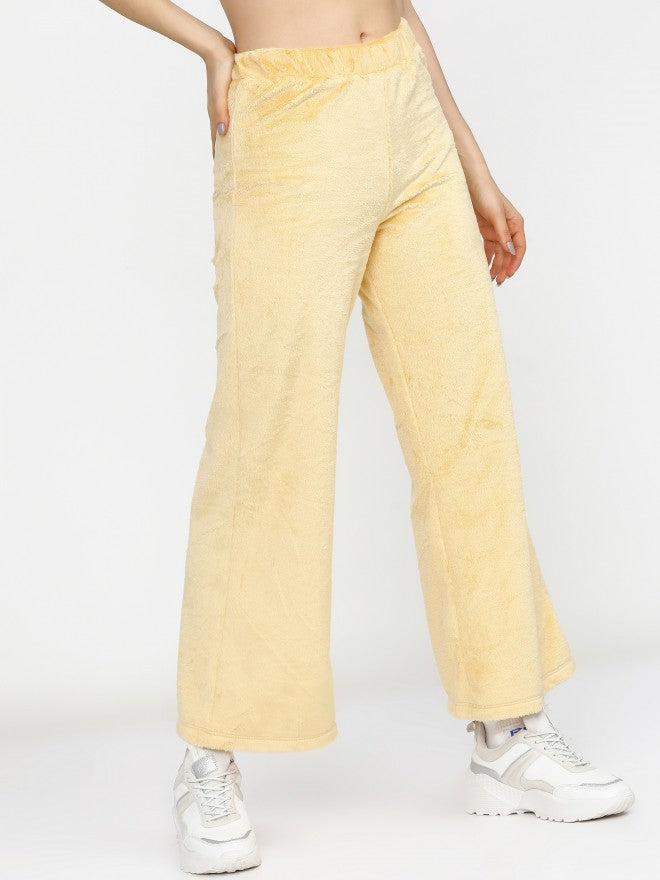 Tokyo Talkies Womens Flared Yellow Track Pant - Yellow - Image 6