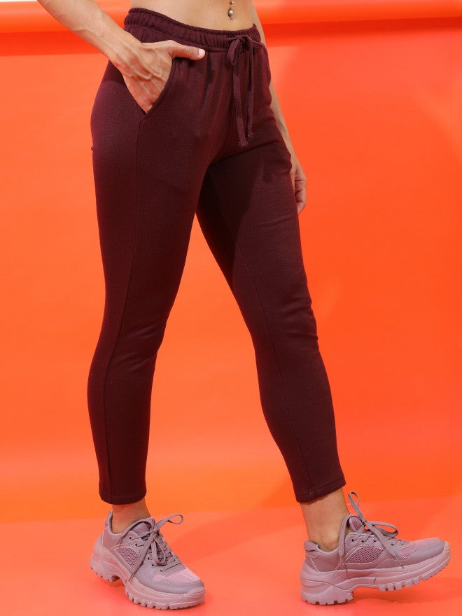 Tokyo Talkies Womens Slim Fit Track Pant - Burgundy - Image 6