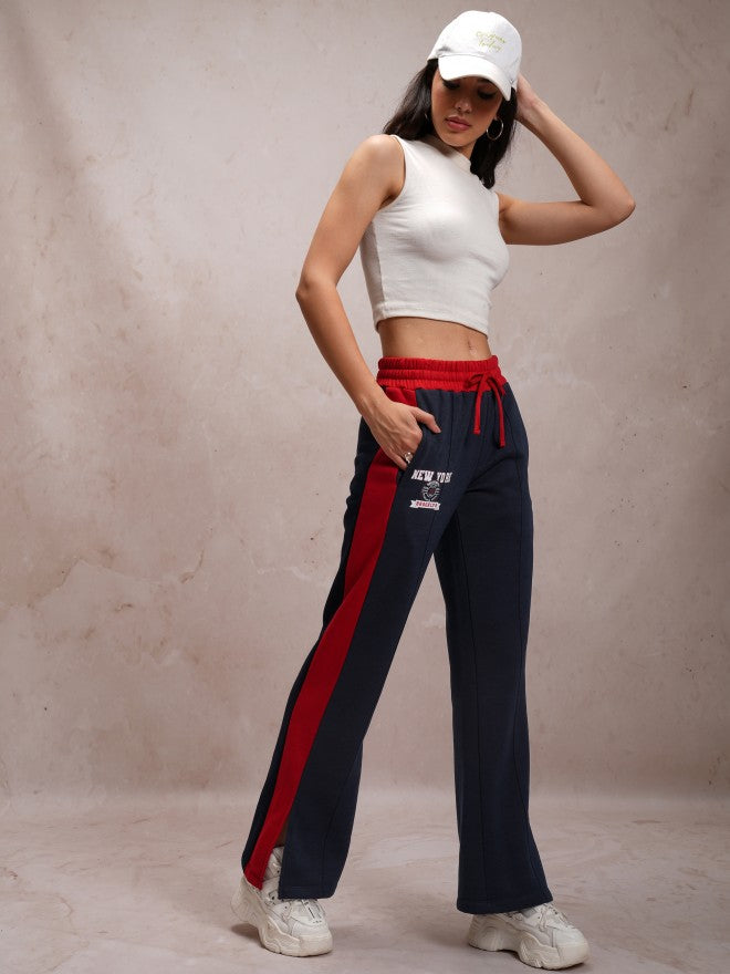 Tokyo Talkies Women Navy Blue Bootcut Track Pant - Navy Blue - Image 2