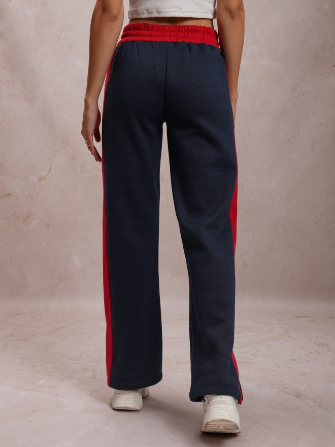 Tokyo Talkies Women Navy Blue Bootcut Track Pant - Navy Blue - Image 3