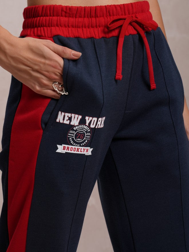 Tokyo Talkies Women Navy Blue Bootcut Track Pant - Navy Blue - Image 5