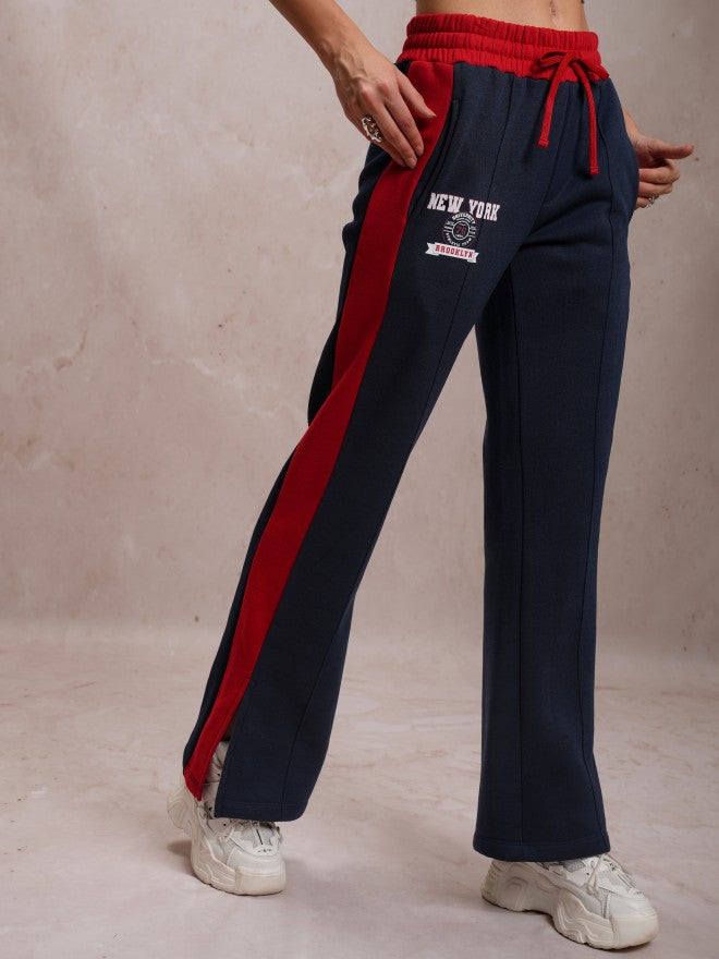 Tokyo Talkies Women Navy Blue Bootcut Track Pant - Navy Blue - Image 6