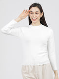 Tokyo Talkies Womens Off White Round Neck Solid Sweater - Off White - Image 1