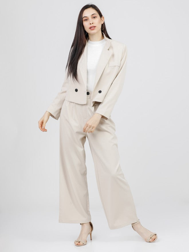 Tokyo Talkies Womens Off White Round Neck Solid Sweater - Off White - Image 5