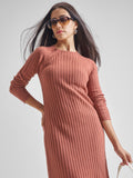 Tokyo Talkies Womens Canyon Rose Round Neck Lougline Sweater - Rose - Image 1