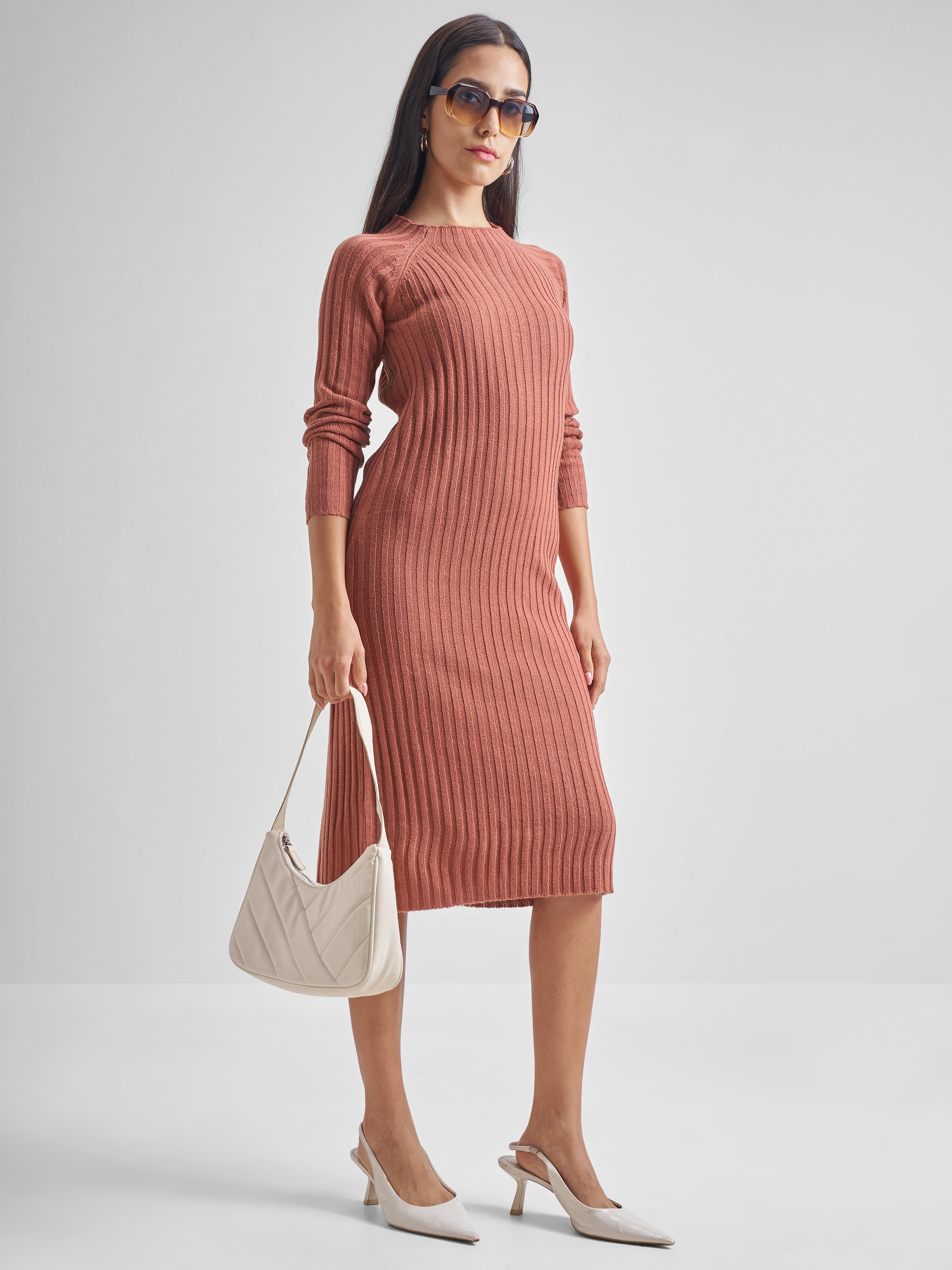 Tokyo Talkies Womens Canyon Rose Round Neck Lougline Sweater - Rose - Image 6