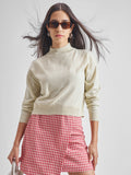 Tokyo Talkies Womens High Neck Long Sleeve Sweater - Beige - Image 1