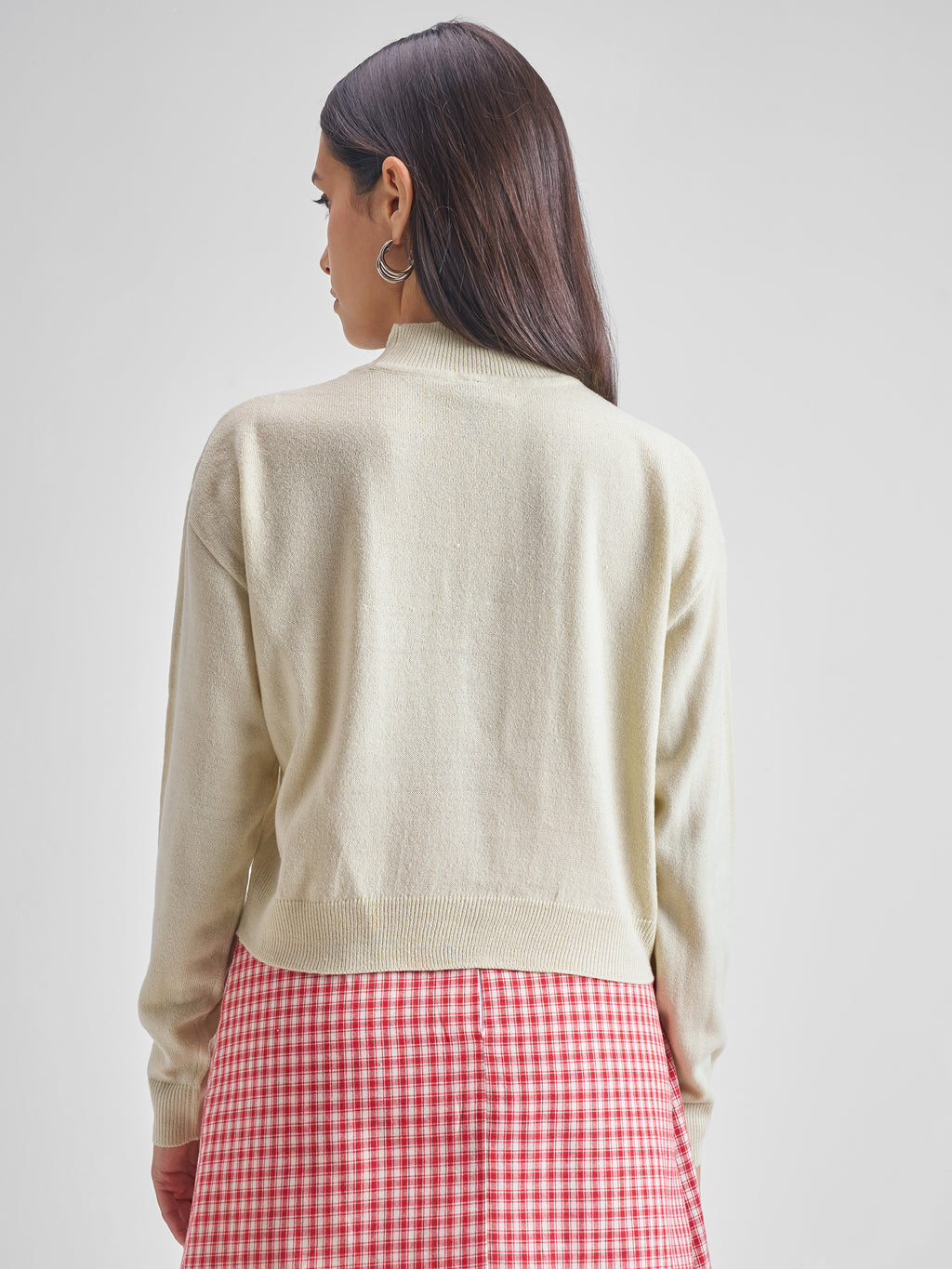 Tokyo Talkies Womens High Neck Long Sleeve Sweater - Beige - Image 3