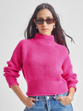 Tokyo Talkies Womens High Neck Long Sleeve Sweater - Pink - Image 1