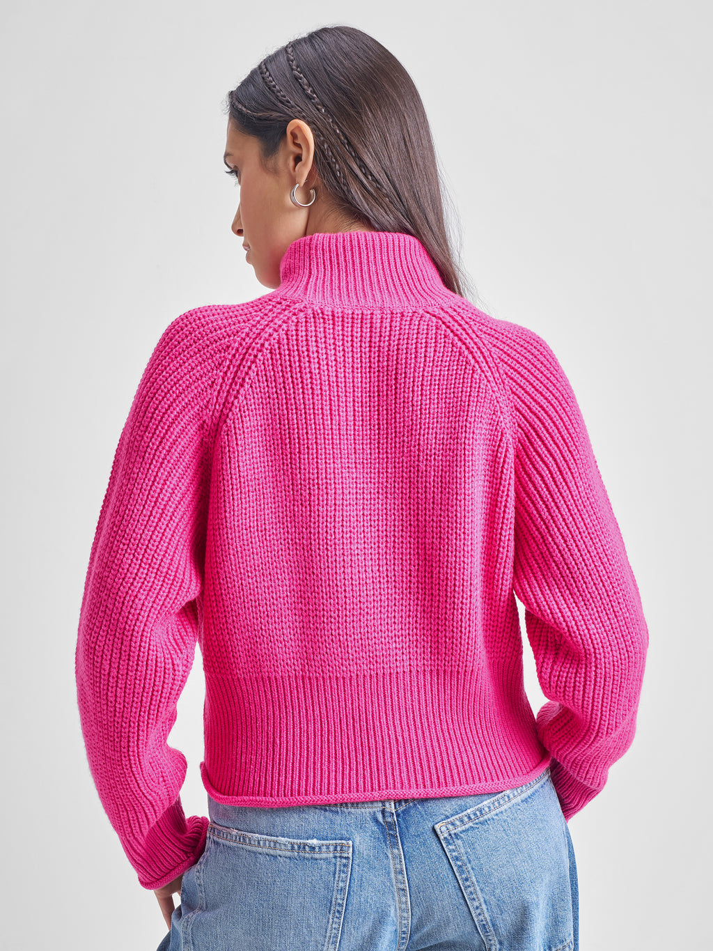 Tokyo Talkies Womens High Neck Long Sleeve Sweater - Pink - Image 3