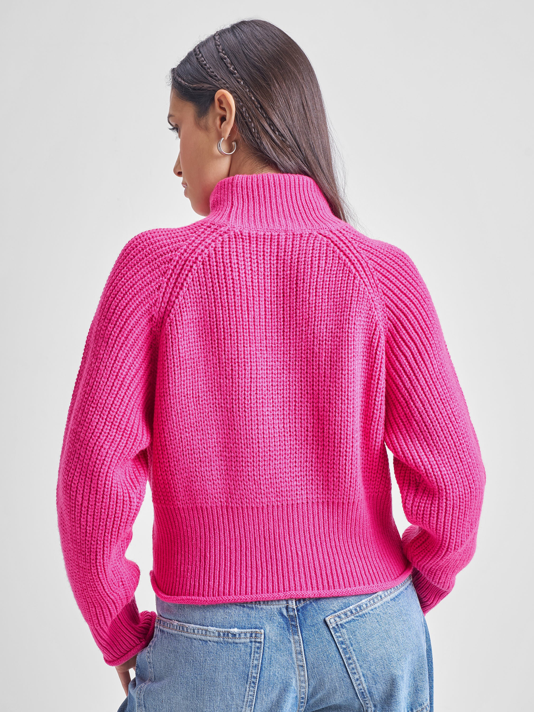 Tokyo Talkies Womens High Neck Long Sleeve Sweater - Pink - Image 3