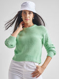 Tokyo Talkies Women Green Round Neck Long Sleeve Sweater - Green - Image 1