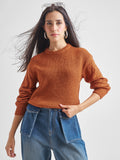 Tokyo Talkies Womens Round Neck Long Sleeve Sweater - Brown - Image 1