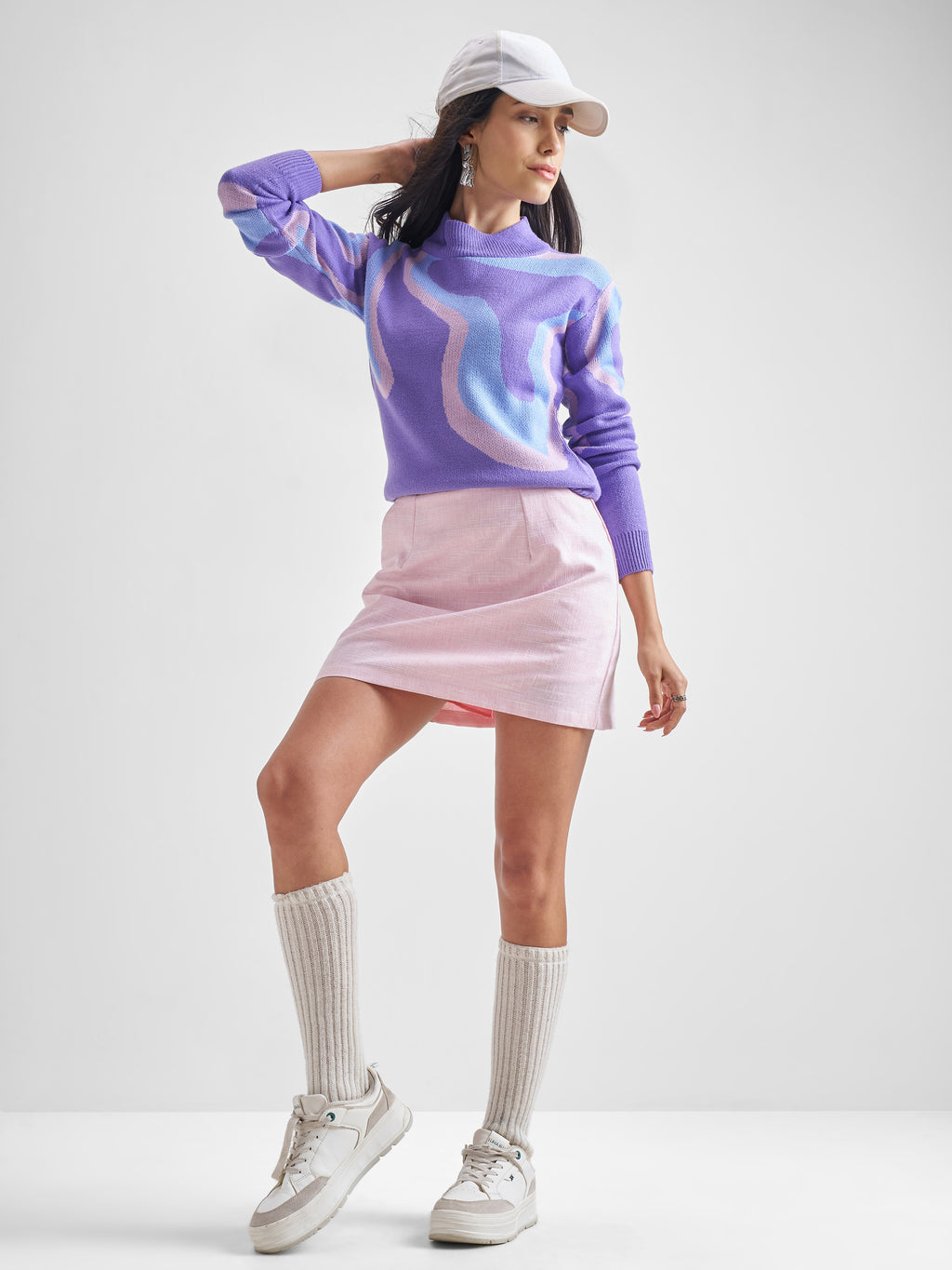 Tokyo Talkies Women Purple Round Neck Long Sleeve Pullover Sweater - Purple - Image 2