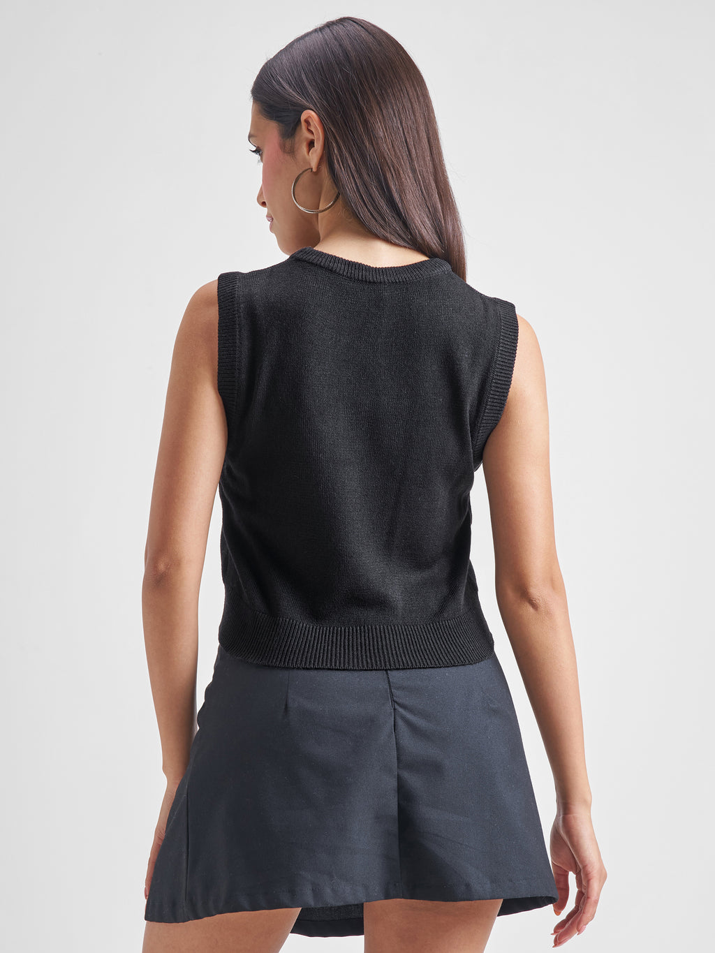 Tokyo Talkies Women Black Round Neck Long Sleeve Sweater - Black - Image 3