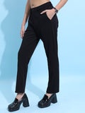 Tokyo Talkies Women Black Solid Regular Fit Casual Trouser - Black - Image 1