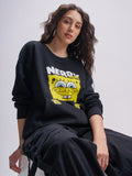 Tokyo Talkies Women Black Spongebob Squarepants Printed Pullover Round Neck Sweatshirt - Black - Image 1