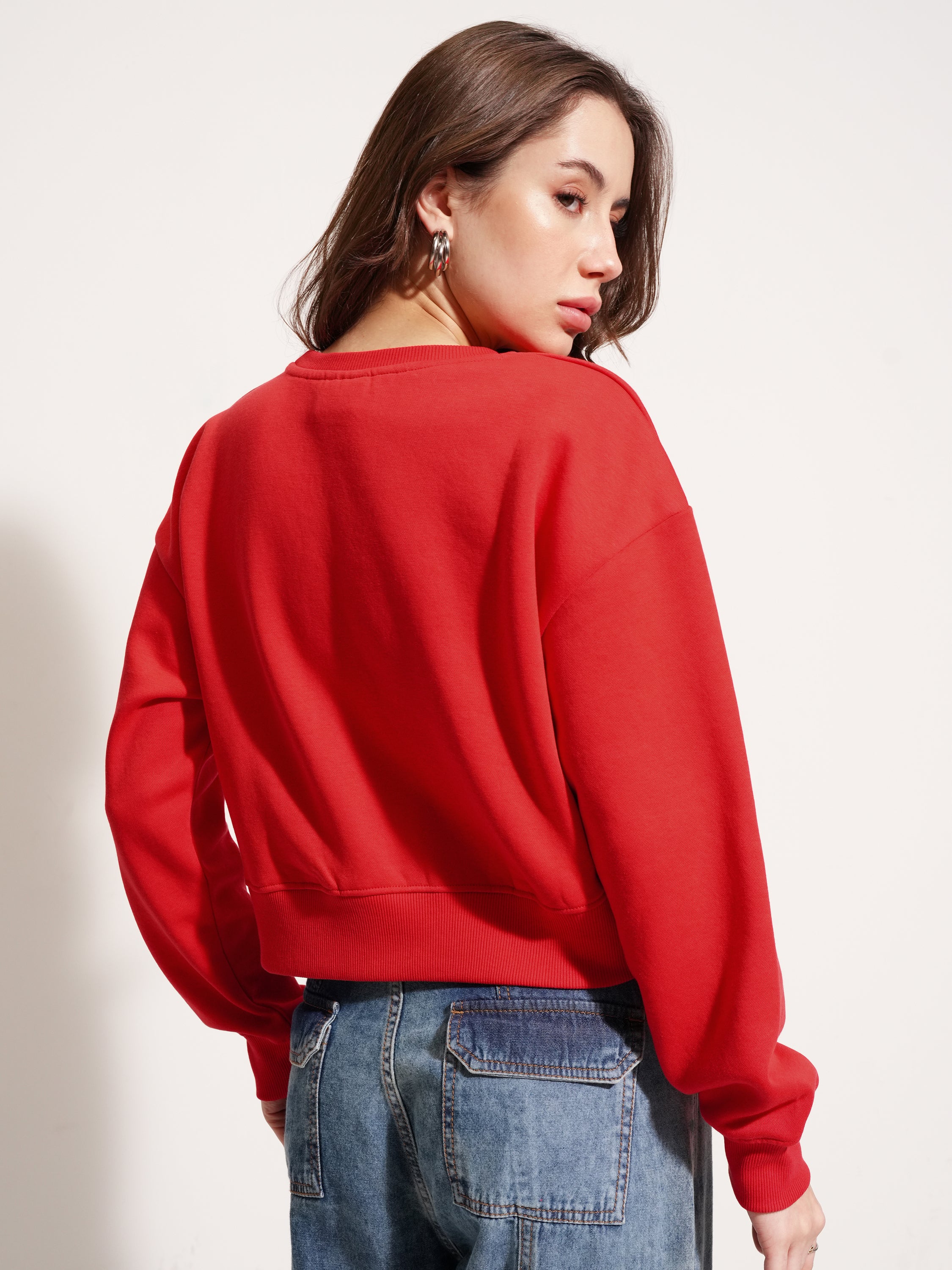 WB By Tokyo Talkies Women Red Looney Tunes Printed Pullover Round Neck Sweatshirt - Red - Image 3