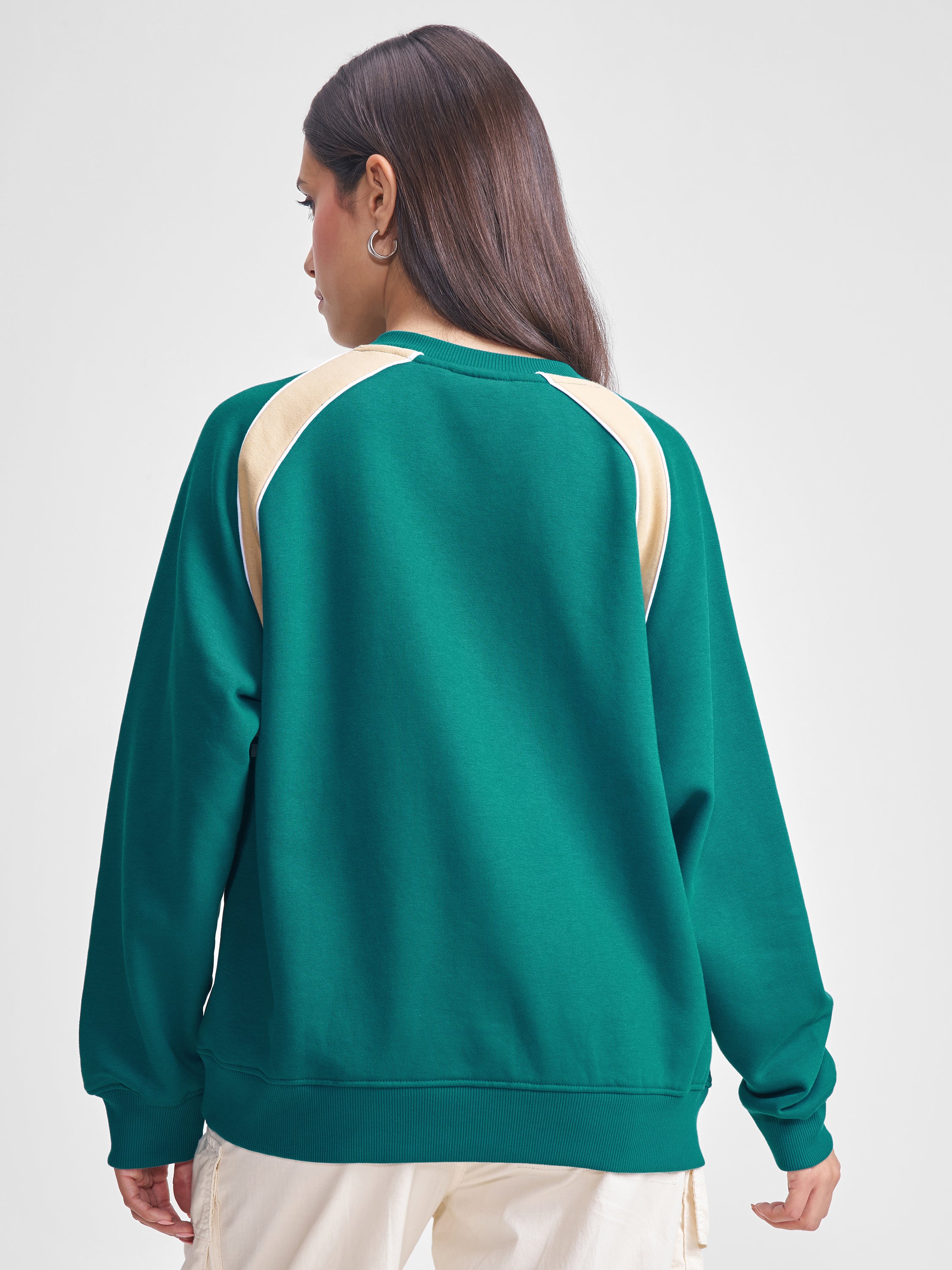 WB By Tokyo Talkies Women Green Harry Potter Embroidered Pullover V-Neck Sweatshirt - Green - Image 3