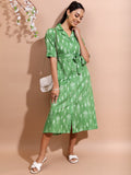 Vishudh Women Green Printed Shirt Dress - Green - Image 1
