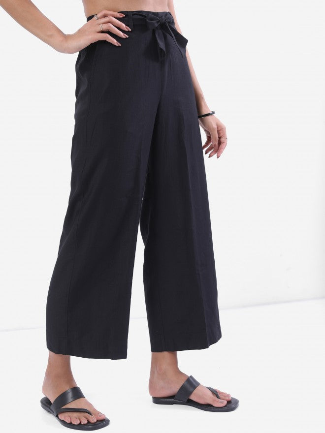 Vishudh Women Black Solid Palazzo - Black - Image 1