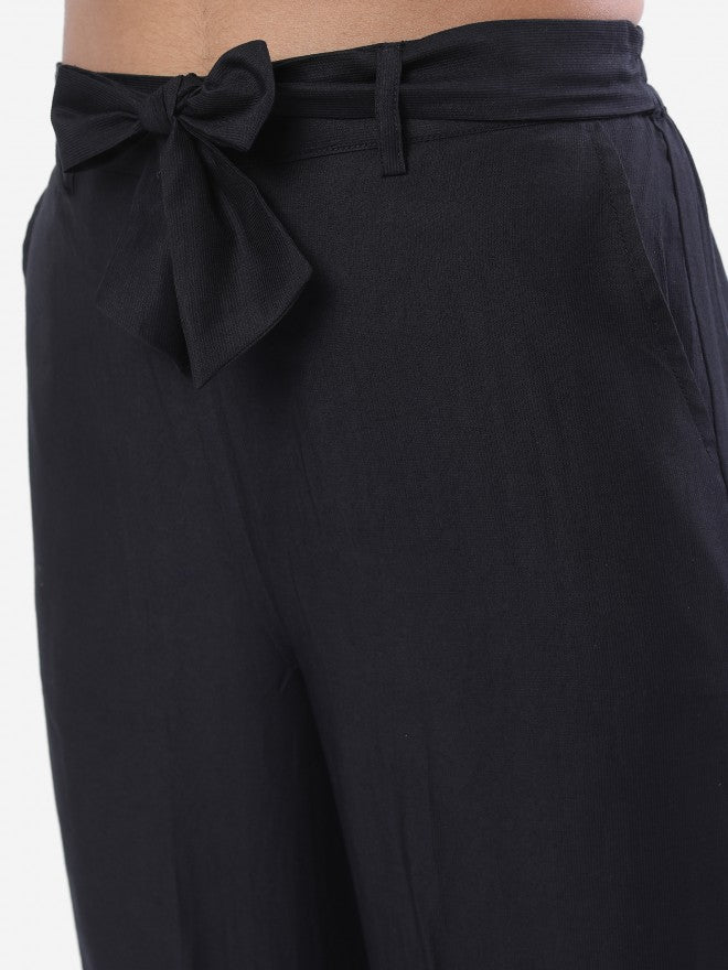 Vishudh Women Black Solid Palazzo - Black - Image 5
