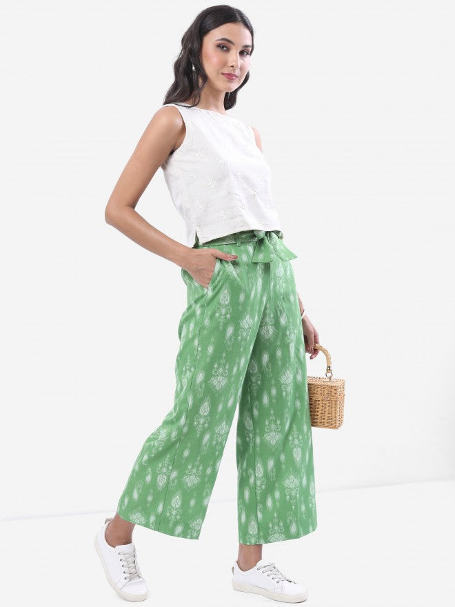 Vishudh Women Green Printed Palazzo - Green - Image 2