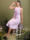 Vishudh Women Lavender Printed Shirt Dress - Lavender - Image 1