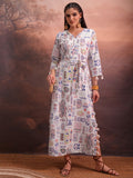 Vishudh Women White Printed A-Line Dress - White - Image 1