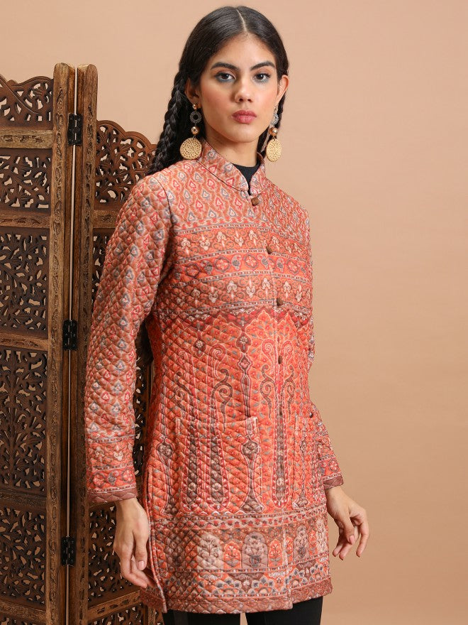Vishudh Women Beige Open Front Jacket - Beige - Image 6