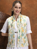 Vishudh Women Off White Open Front Jacket - Off White - Image 1