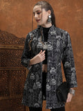 Vishudh Women Black Open Front Jacket - Black - Image 1
