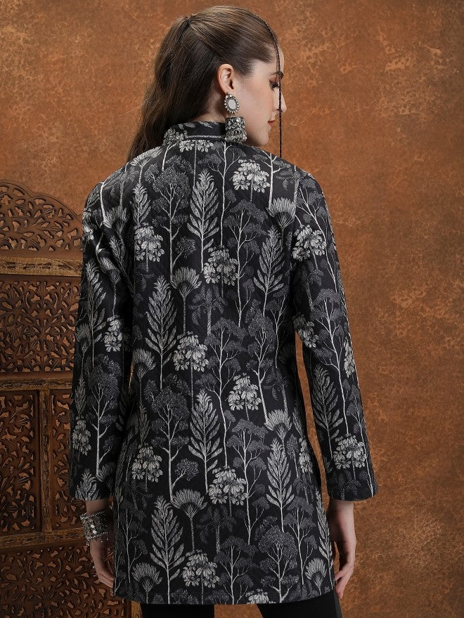 Vishudh Women Black Open Front Jacket - Black - Image 3