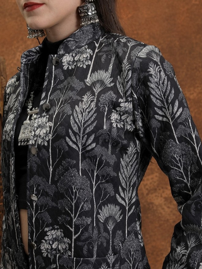Vishudh Women Black Open Front Jacket - Black - Image 5