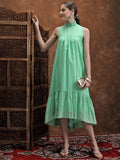 Printed A-Line Dress - Green - Image 1