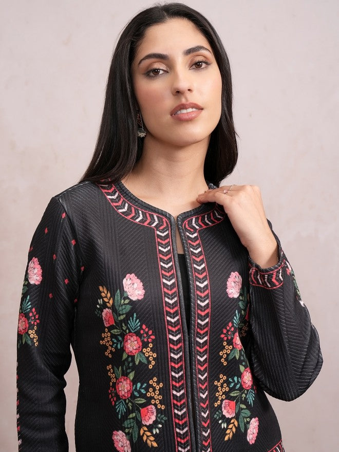 Vishudh Women Black Quilted Jacket - Black - Image 1