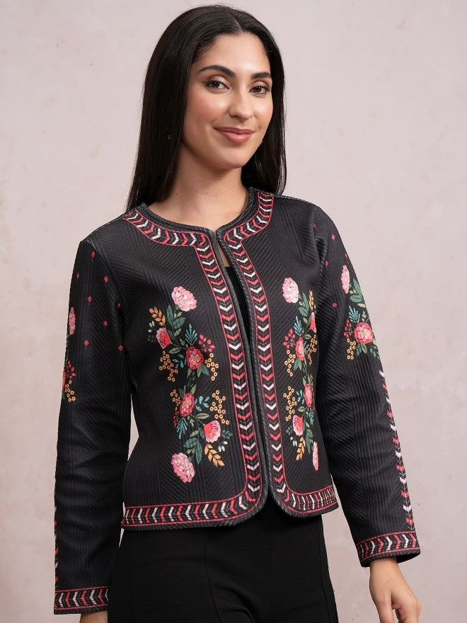 Vishudh Women Black Quilted Jacket - Black - Image 6