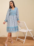 Tokyo Talkies Women White Printed Fit and Flare Dress - White - Image 1