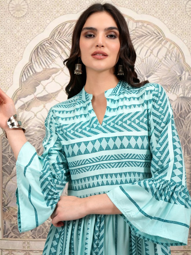 Vishudh Women Green Printed Maxi Dress - Green - Image 6