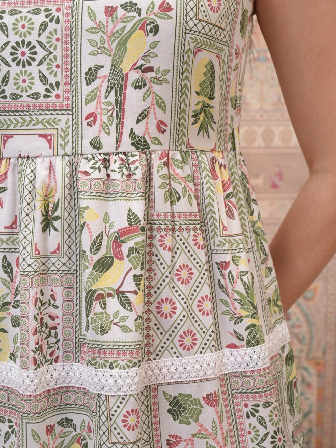 Vishudh Women White Printed Maxi Dress - White - Image 6