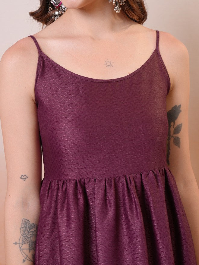 Vishudh Women Maroon Solid Maxi Dress - Maroon - Image 5